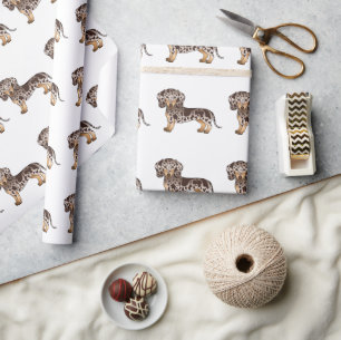 Bruin & Lichtbruin Stippenpatroon Kortharige Dachs Cadeaupapier