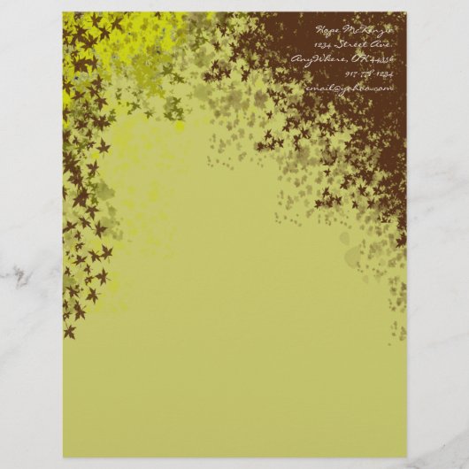 Bruin & Limoen bladeren Letterkop Briefhoofd Ontwerp (Voorkant)