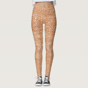 Bruin Linnen Canvas Textuur Achtergrond Leggings