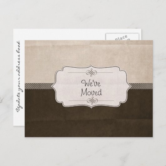 Bruin lint We zijn verhuisd Aankondigingskaart (Voorkant / Achterkant)