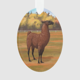 Bruin Llama in het najaar van het Boerderij Ornament