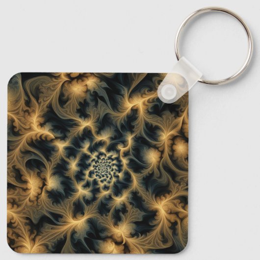 Bruin loof fractaal sleutelhanger (Achterkant)