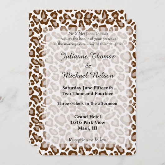 Bruin Luipaard Print Bruiloft Kaart (Voorkant / Achterkant)