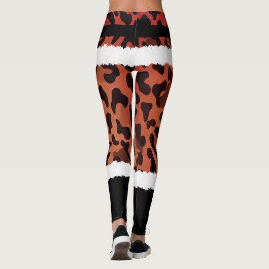 Bruin Luipaard Print Kerstman Kostuum Kerstmis Leggings (Achterkant)