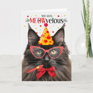 Bruin Maine Coon Kat MEOWvelous Verjaardag Kaart