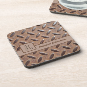 Bruin Manhole Hoesje Patroon, Monogram Naam & Tite Bier Onderzetter