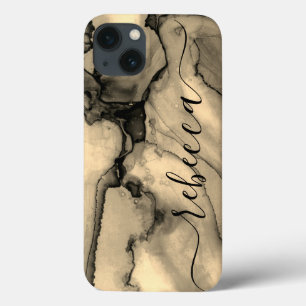 Bruin Marmer Abstract, speciaal voor het script be iPhone 13 Hoesje