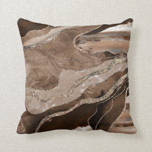 Bruin marmer Agate Gold Glitter Glam #1 Kussen