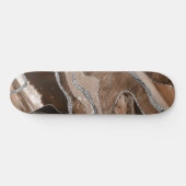 Bruin marmer Agate Silver Glitter Glam #1 Skateboard (Horizontaal)