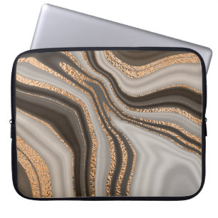 Bruin Marmeren Goud Ontwerp Laptop Sleeve