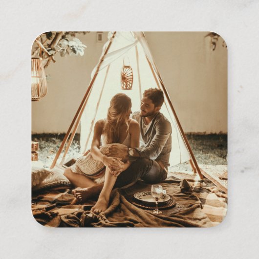 Bruin Marokkaanse Tegels QR-code bruiloft Informatiekaartje (Achterkant)