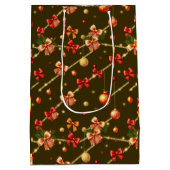 Bruin Mat Kerstontwerp Medium Cadeauzakje (Achterkant)