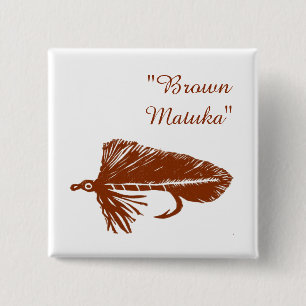 Bruin Matuka-wimpel voor vliegvisserij, vliegverbi Vierkante Button 5,1 Cm