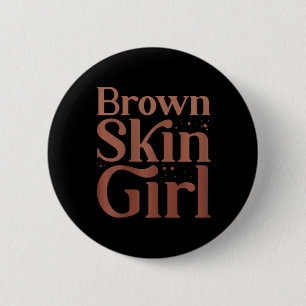 Bruin meisje Zwarte Geschiedenis Maand Melanin Que Ronde Button 5,7 Cm