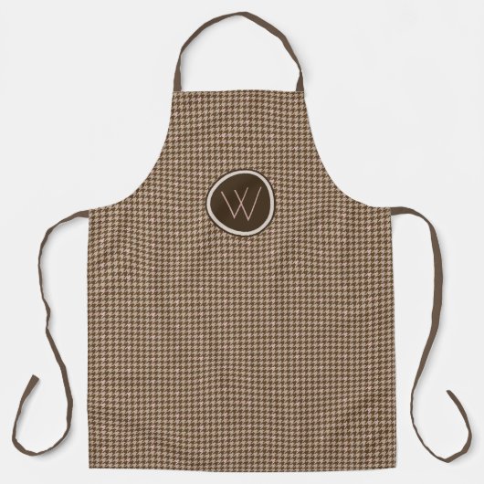 Bruin met Roos Gold Accent Houndstooth Apron Schort (Voorkant)