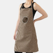 Bruin met Roos Gold Accent Houndstooth Apron Schort (Insitu)