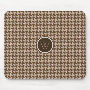 Bruin met Roos Gold Accent Houndstooth Mousepad Muismat