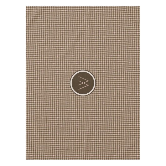 Bruin met Roos Gold Accent Houndstooth Tablecloth Tafelkleed (Voorkant)