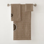 Bruin met Roos Gold Accent Houndstooth Towel Set Bad Handdoek (Insitu)