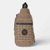 Bruin met Rose Goud Accent Houndstooth Sling Bag (Voorkant)