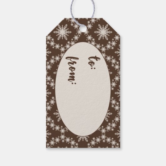 Bruin met Snowflakes kerstcadeauLabel Cadeaulabel (Voorkant)