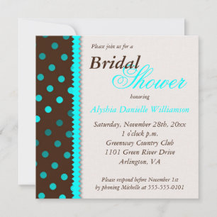 Bruin met Turquoise Stippen Bridal Shower Invitati Kaart
