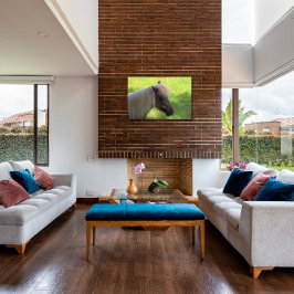 Bruin miniatuur paard met blonde manen canvas afdruk