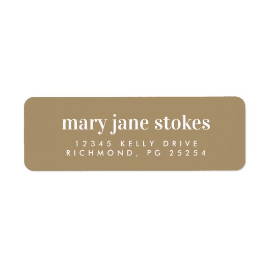 Bruin Minimal Modern Typography Retouradres Etiket (Voorkant)
