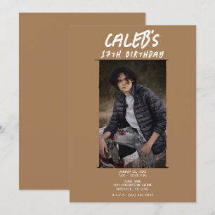 Bruin minimale fotografie foto verjaardagsfeestje kaart