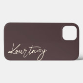 Bruin Minimalistisch Script Naam Persoonlijk  Case-Mate iPhone Case (Achterkant (horizontaal))