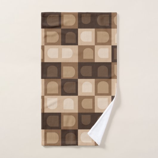 Bruin Modern Boho Arch geometrisch Azteeks patroon Bad Handdoek (Handdoek)