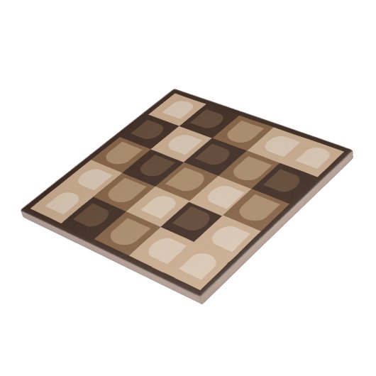 Bruin Modern Boho Arch geometrisch Azteeks patroon Tegeltje (Zijkant)