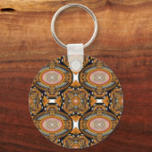 Bruin Modern Oval Abstract Sleutelhanger (Voorkant)