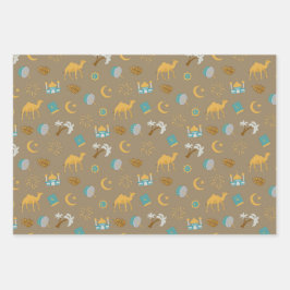 Bruin Modern Ramadan Eid Mubarak Happy Eid Inpakpapier Vel