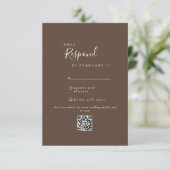 Bruin Modern Wedding QR Code RSVP Kaartje (Staand voorkant)