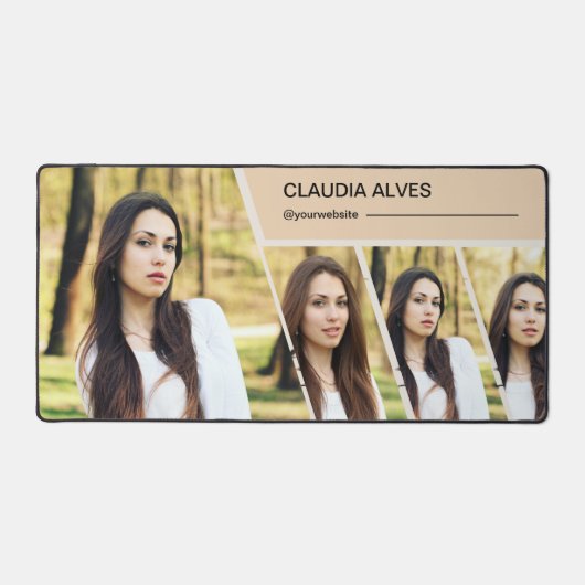 Bruin Moderne Foto Collage Desk Mat (Voorkant)