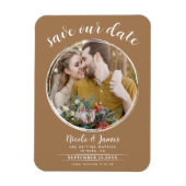 Bruin Moderne Ronde Foto Save the Date Magneet (Verticaal)