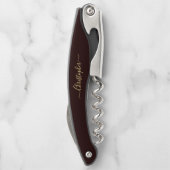 Bruin Monogram Bierwijn Kurkentrekker Flesopener (Achterkant)