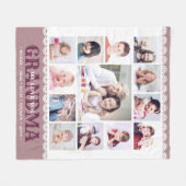 Bruin Monogram Fotocollage Fleece Deken (Voorkant (Horizontaal))