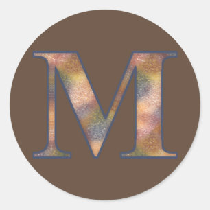 Bruin Monogram M Ronde Sticker