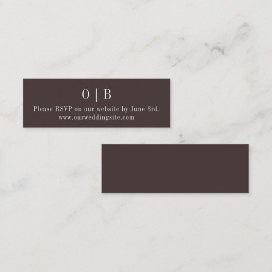 Bruin Monogram RSVP Website Mini Enclosure Kaart Mini Visitekaartje (Voorkant / Achterkant)
