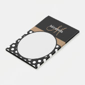 Bruin Monogram Zwart Wit Polka Dot Post-it Notitie Post-it® Notes (Schuin)