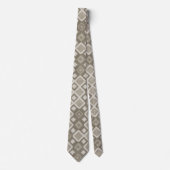 Bruin Mosaic Diamond Pattern Stropdas (Voorkant)
