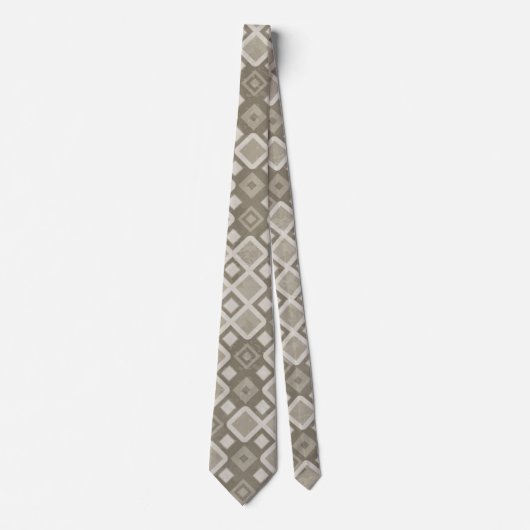 Bruin Mosaic Diamond Pattern Stropdas (Voorkant)