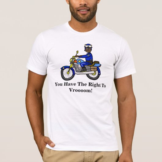 Bruin Motorcycle Cop T-shirt (Voorkant)