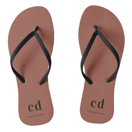 Bruin naam monogram teenslippers (Voetbed)