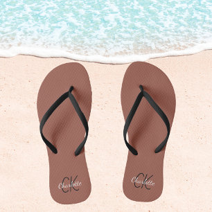 Bruin naam monogram teenslippers