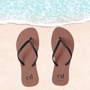 Bruin naam monogram teenslippers