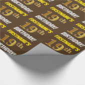 Bruin, Nagemaakt/nep goud, "19e VERJAARDAG" Cadeaupapier (Hoek)