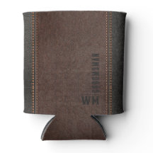 Bruin namaak leer monogram bruidegomsgeschenk